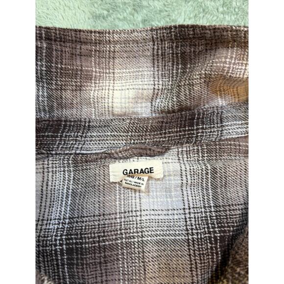 Garage Plaid Flannel Button Up Shirt Brown Cream Size M - Picture 3 of 11